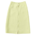 Chanel Wool Tweed Skirt Gold Button Zip