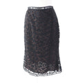 Chanel Vintage Logo Lace Knee Skirt Black 38