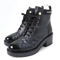 Chanel Leather Logo Matelasse Ankle Boots