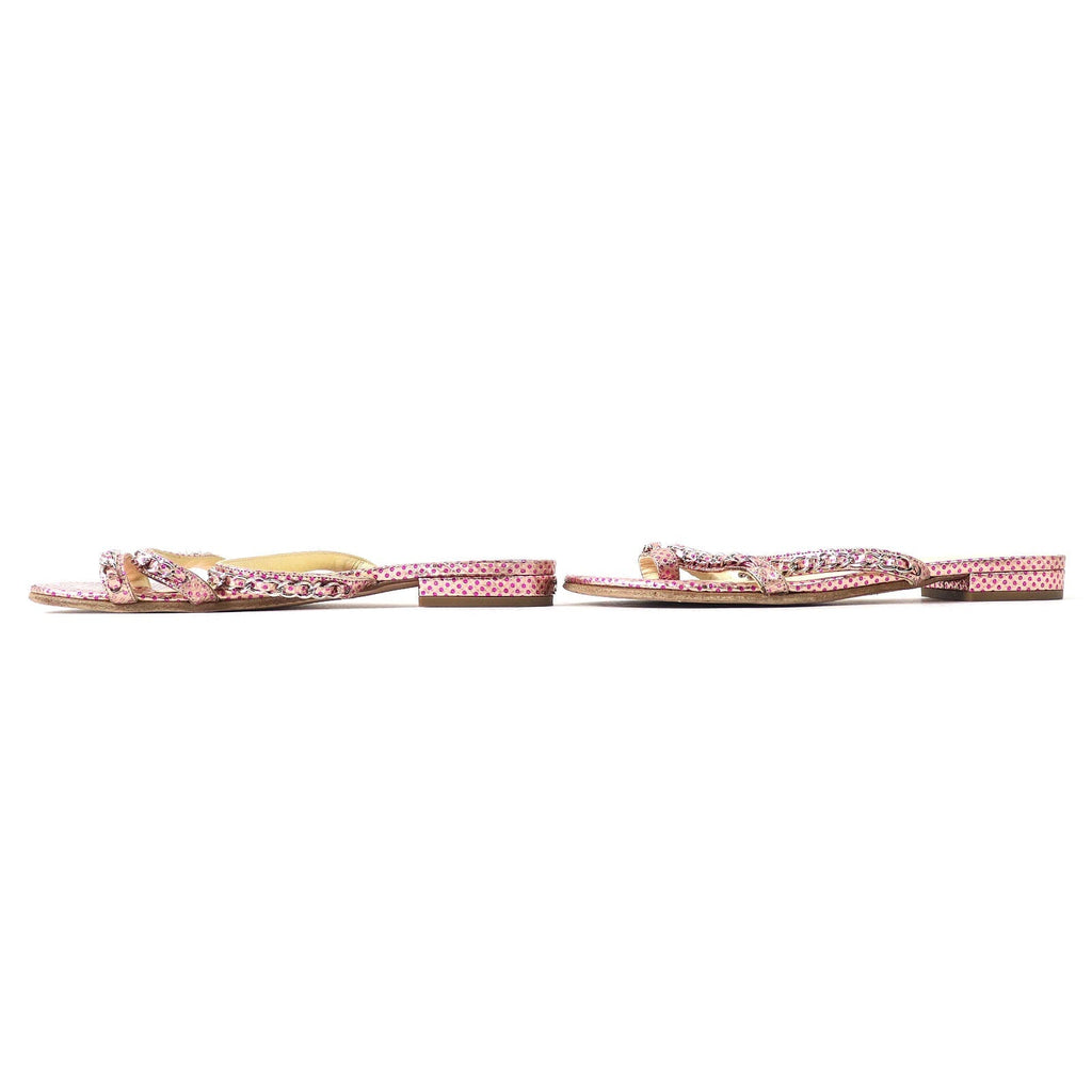 Chanel COCO Chain Flat Sandals Pink 35.5