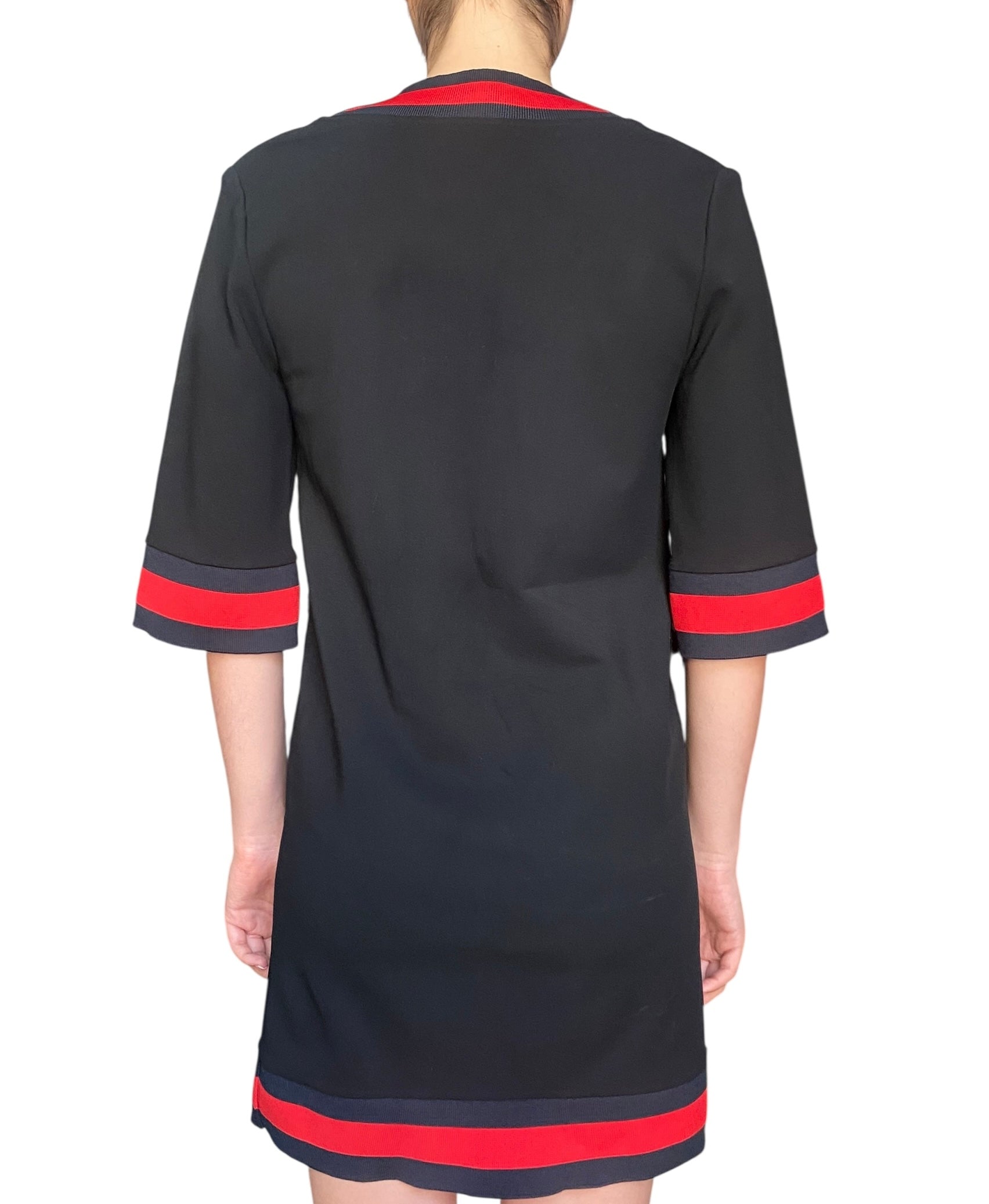 Gucci Black Web Accent V-Neck Mini Dress - S