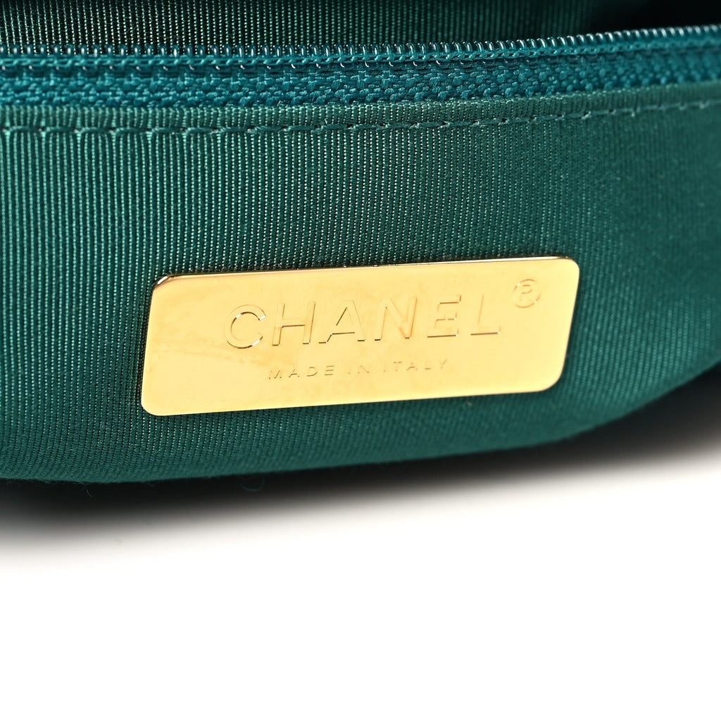 Tweed Quilted Medium Chanel 19 Flap Green