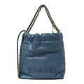 Shiny Caviar Quilted Monochrome Mini Chanel 22 Blue
