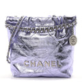 Metallic Calfskin Quilted Mini Chanel 22 Lilac