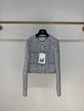 Chanel 25P white and blue pearl sequinned Tweed jacket