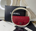 Chanel Red Lambskin Hula Hoop Handbag