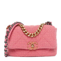 Metallic Tweed Quilted Medium Chanel 19 Flap Pink