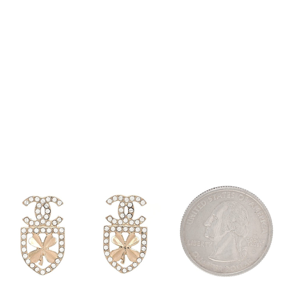 Crystal CC Sergeant Chanel Earrings Gold