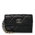 Lambskin Quilted Chanel 19 Flap Clutch Black