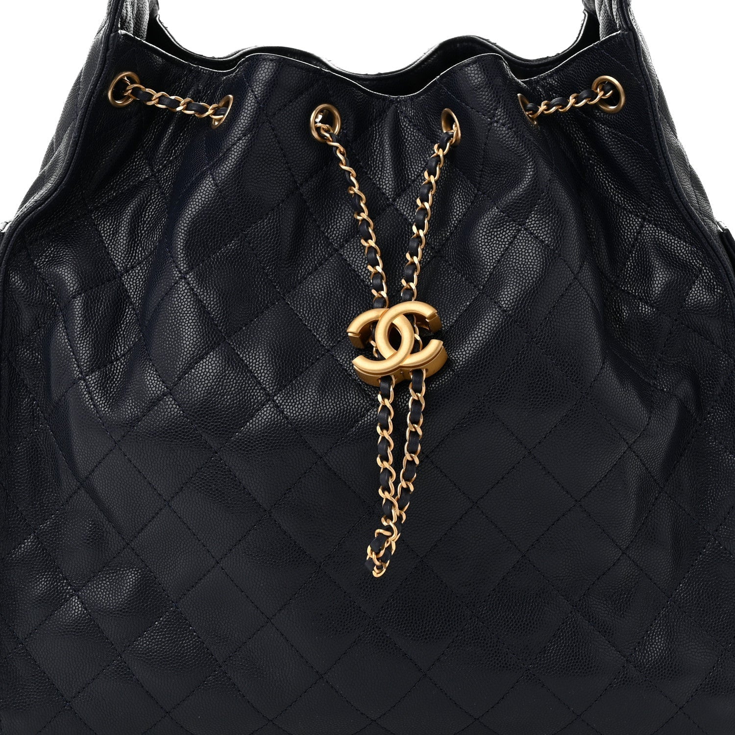 Caviar Quilted Medium Chanel 25 Handbag Dark Navy