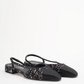Chanel Black Sequin Slingback Cap Toe CC Glittered Tweed 38