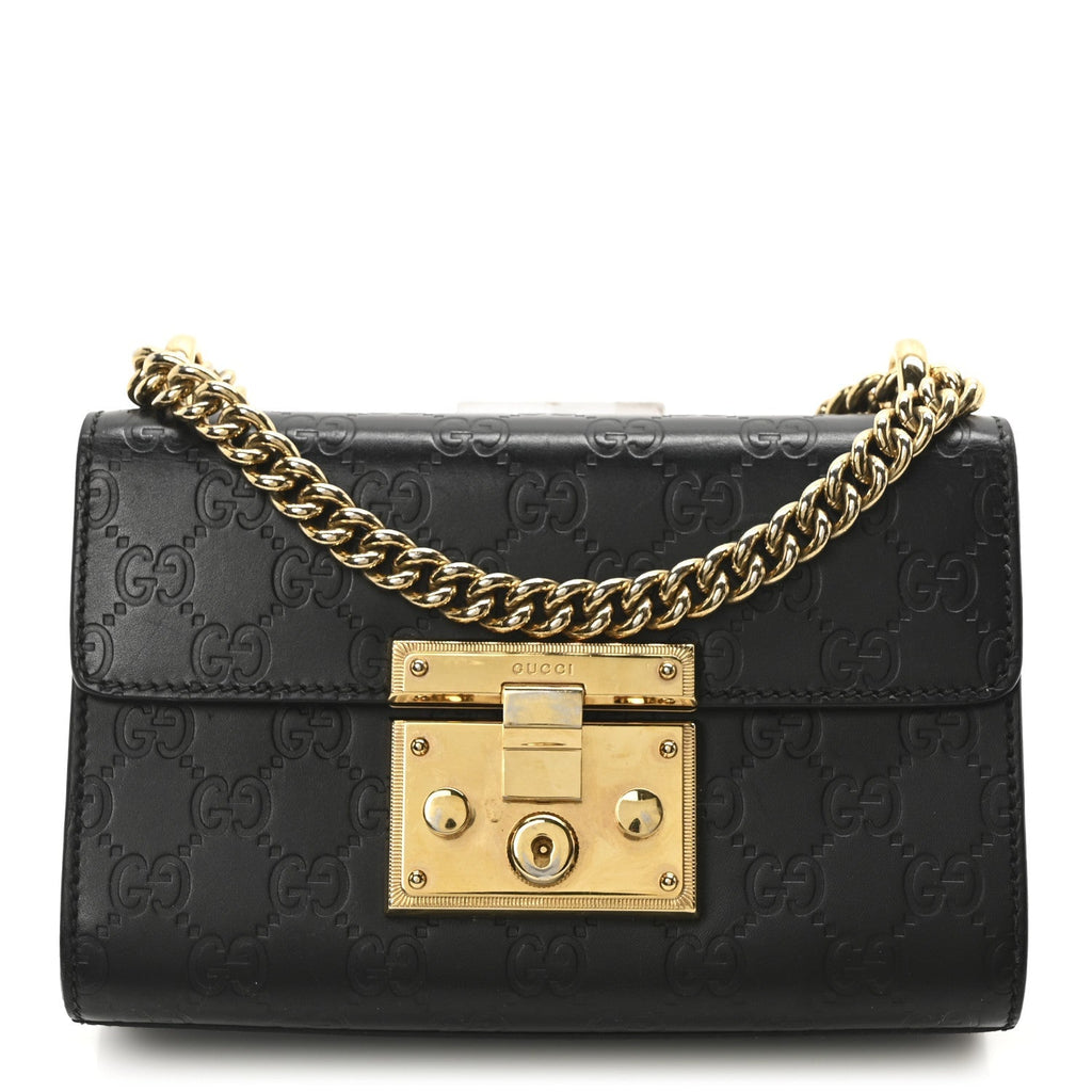 Guccissima Small Padlock Shoulder Bag Black