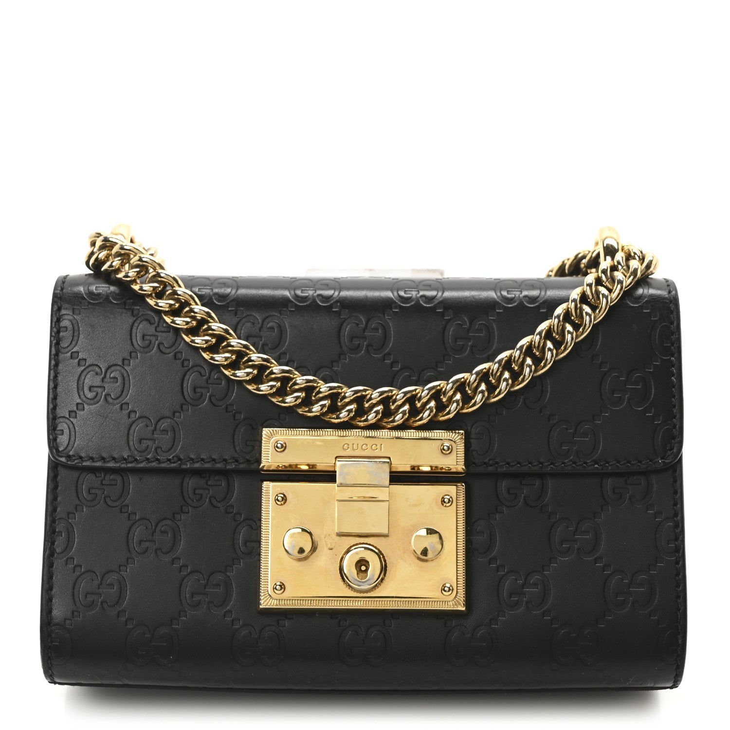 Guccissima Small Padlock Shoulder Bag Black