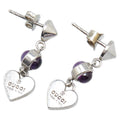 Gucci Heart Motif Silver Amethyst Earrings