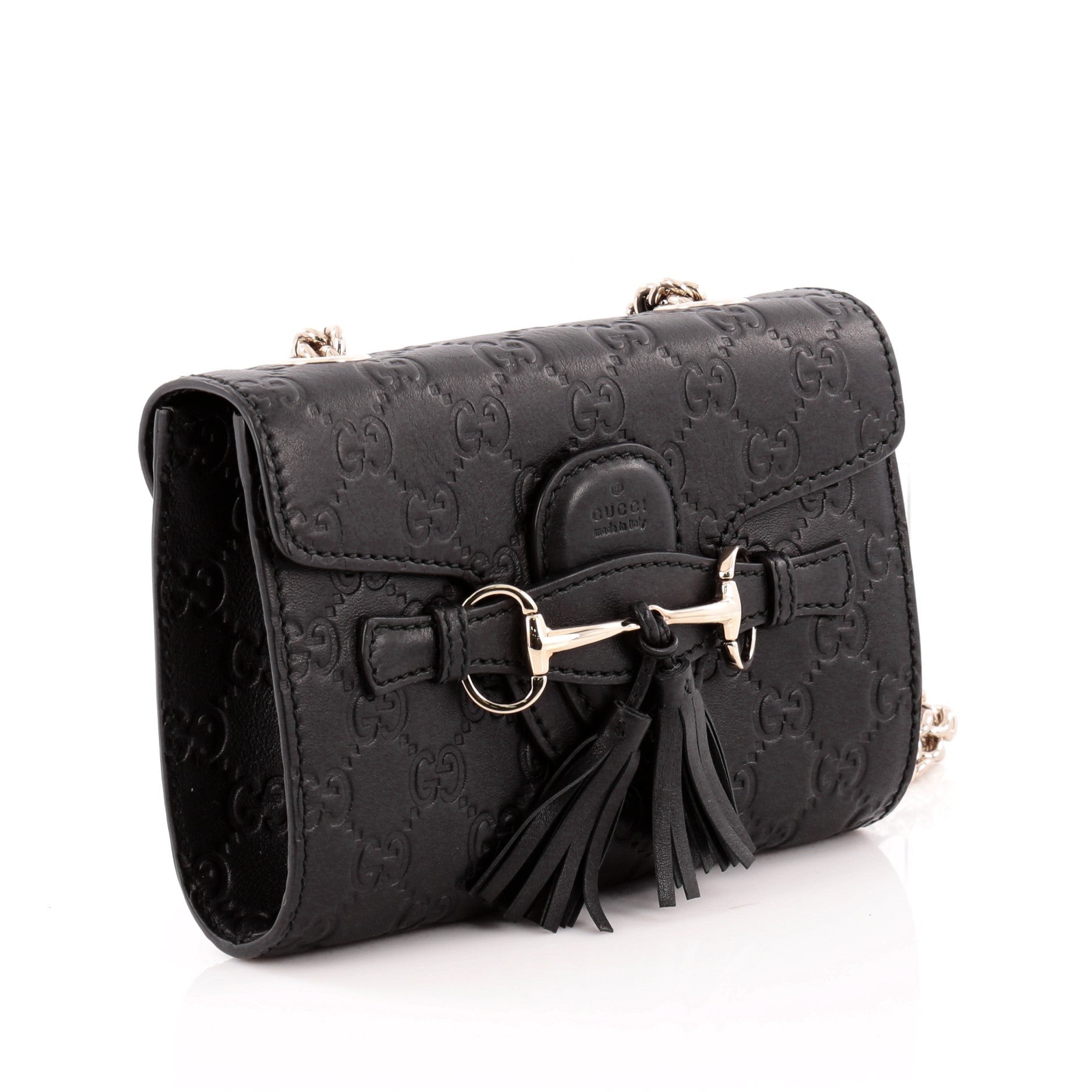 Emily Chain Strap Flap Bag Guccissima Leather Mini