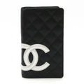 Chanel Cambon Line Coco Mark Leather Long Wallet A26717