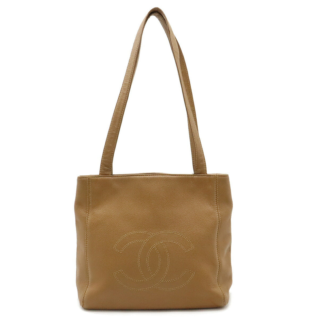 Chanel Caviar Skin Coco Mark 2way Bag Camel
