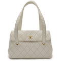 Chanel Leather Wild Stitch Coco Mark 2way Bag White