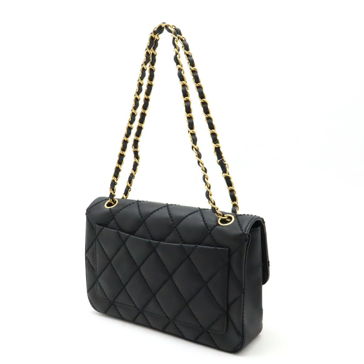 Chanel Wild Stitch Matelasse Coco Mark 2way Shoulder Bag Leather Handbag