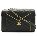 Chanel V Stitch Chevron Coco Mark Lambskin Shoulder Bag