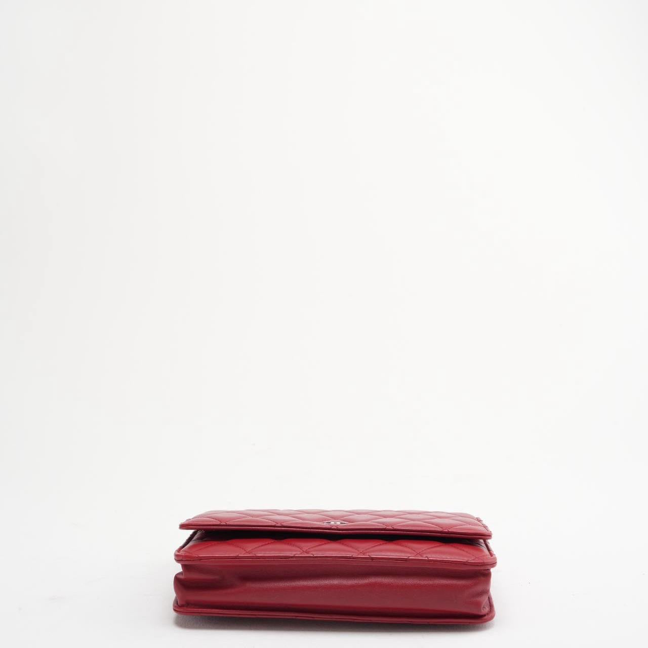 Chanel Red Wallet on Chain (WOC) Lambskin 2014