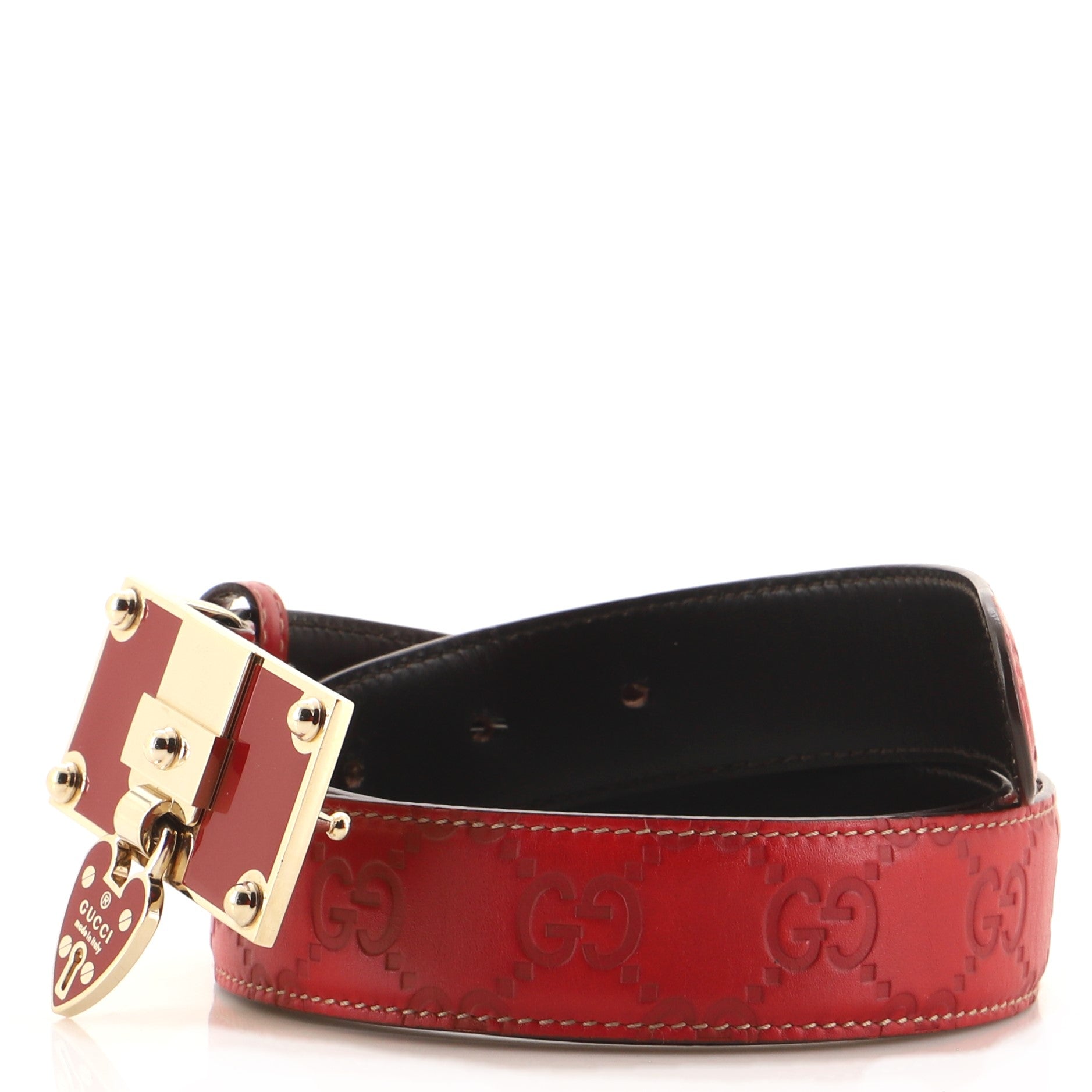 Vintage Heart Lock Belt Guccissima Leather Medium 85