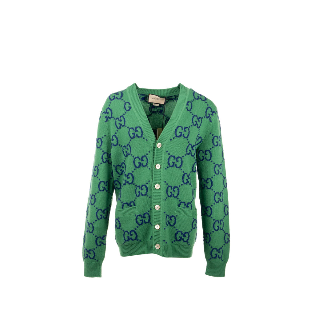 Gucci size S GG Knitted igan wool/laine Green/multicolour