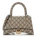 X GUCCI GG Supreme Monogram Small Hourglass Top Handle Bag Beige Ebony