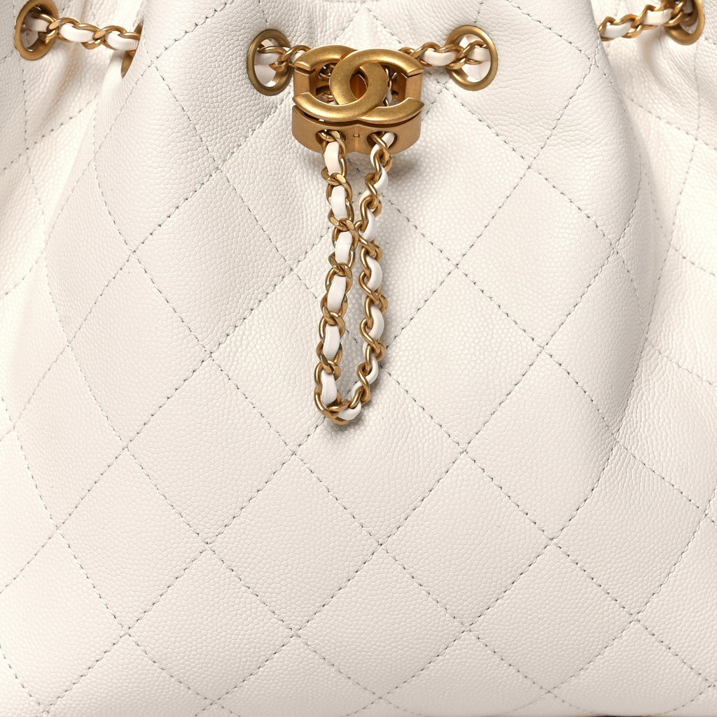 Caviar Quilted Small Chanel 25 Handbag White