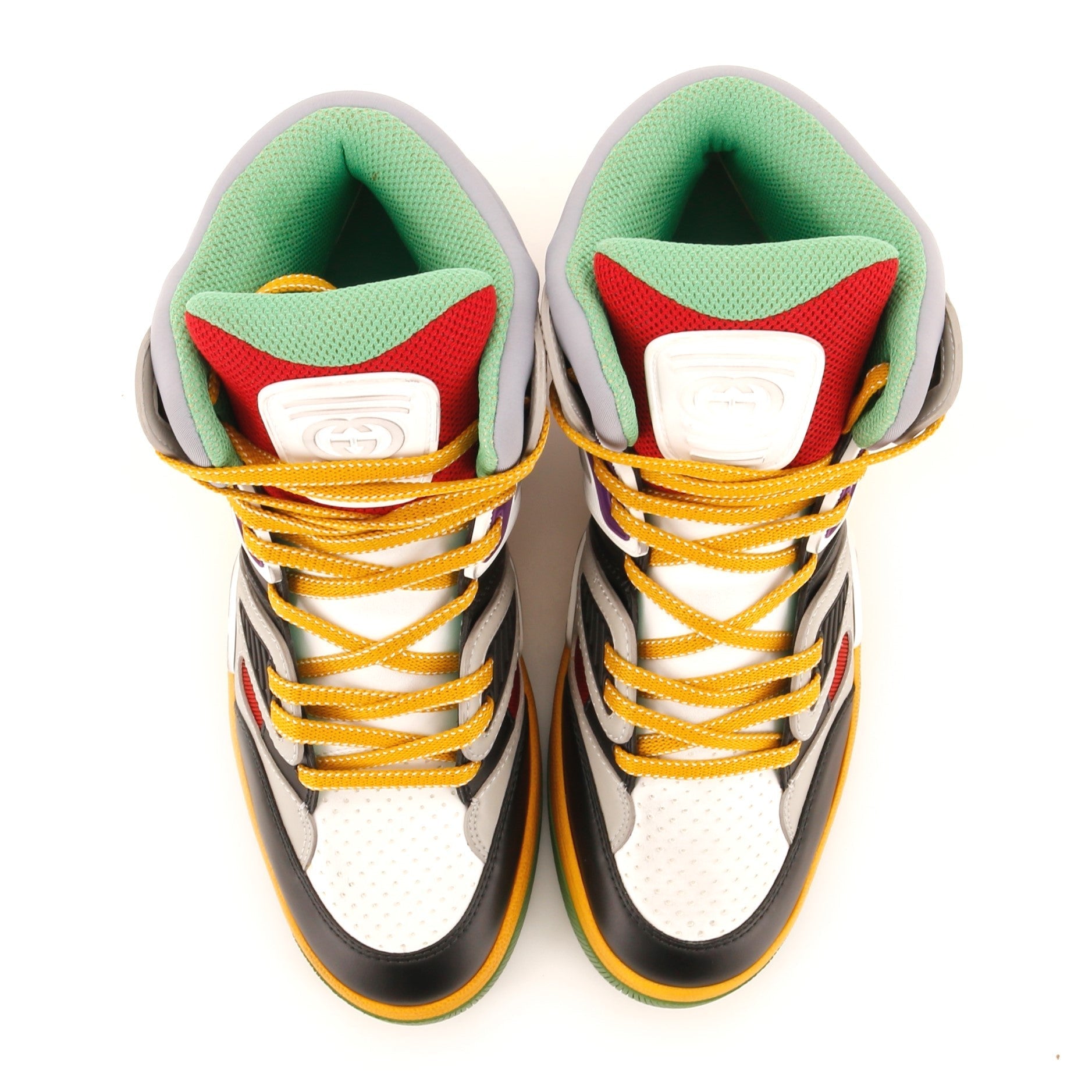 Men's Gucci Basket High-Top Sneakers Demetra with Mixed Fabrics and Rubber