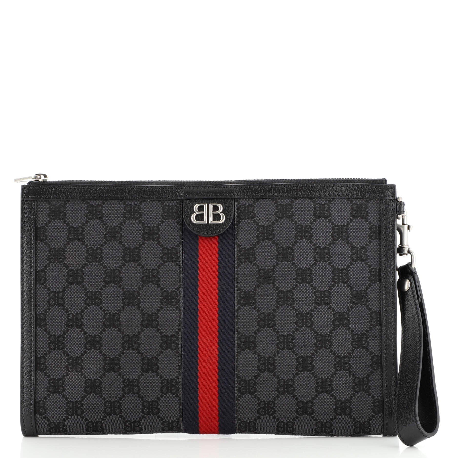 x Gucci The Hacker Project Web Wristlet Clutch BB Canvas