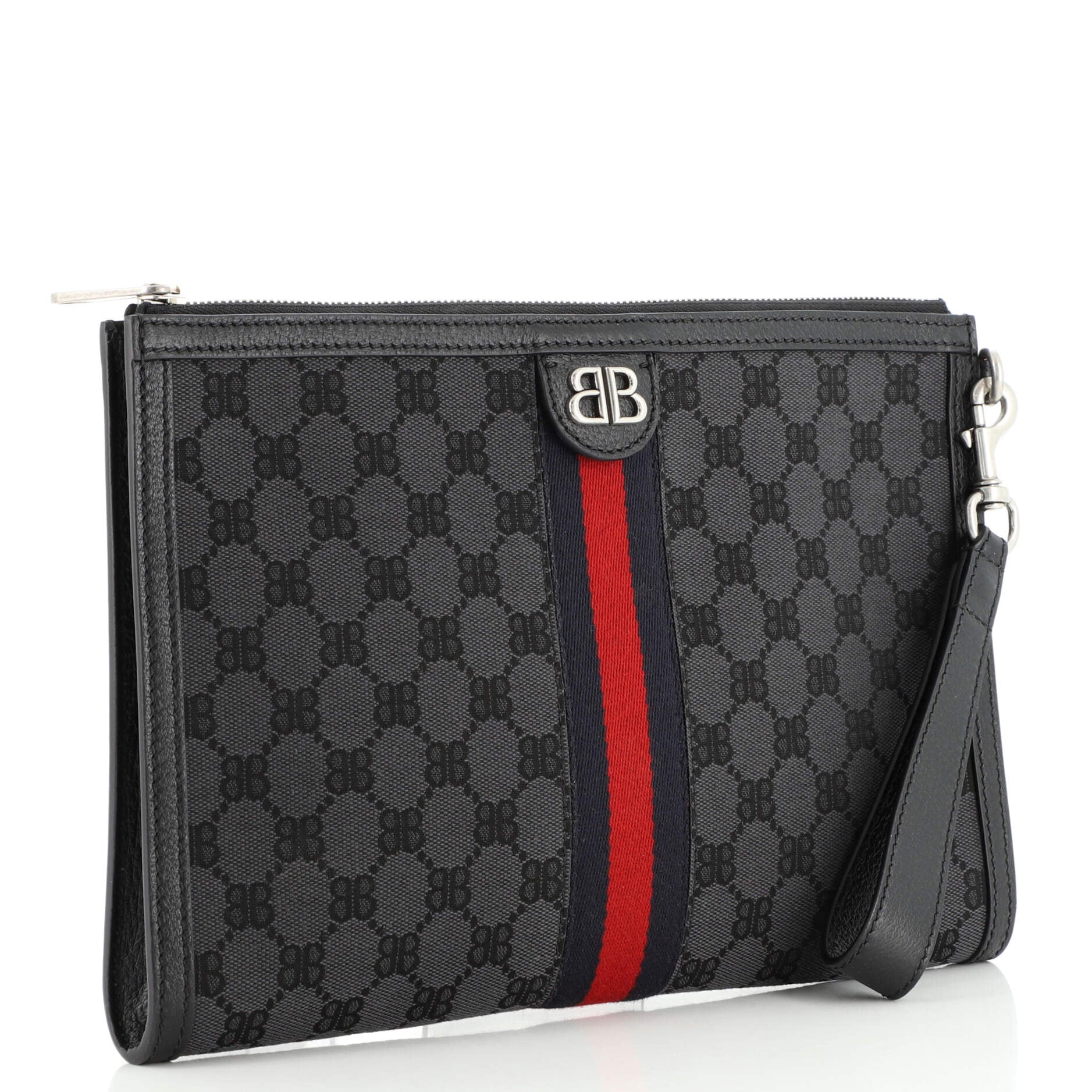 x Gucci The Hacker Project Web Wristlet Clutch BB Canvas