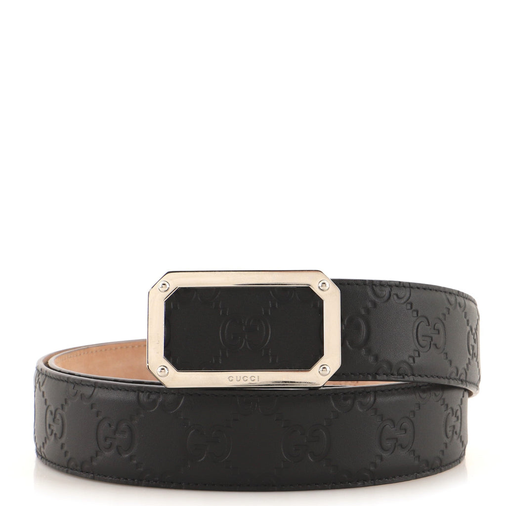 Signature Rectangular Buckle Belt Guccissima Leather Medium 90