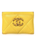 Lambskin Quilted Chanel 19  Holder Yellow