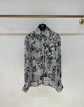 chanel black & white camellia shirt size 36