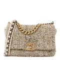 Tweed Quilted Medium Chanel 19 Flap Ecru Black