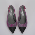 Chanel purple Tweed Slingback Heels Sandals 35.5Multicolor