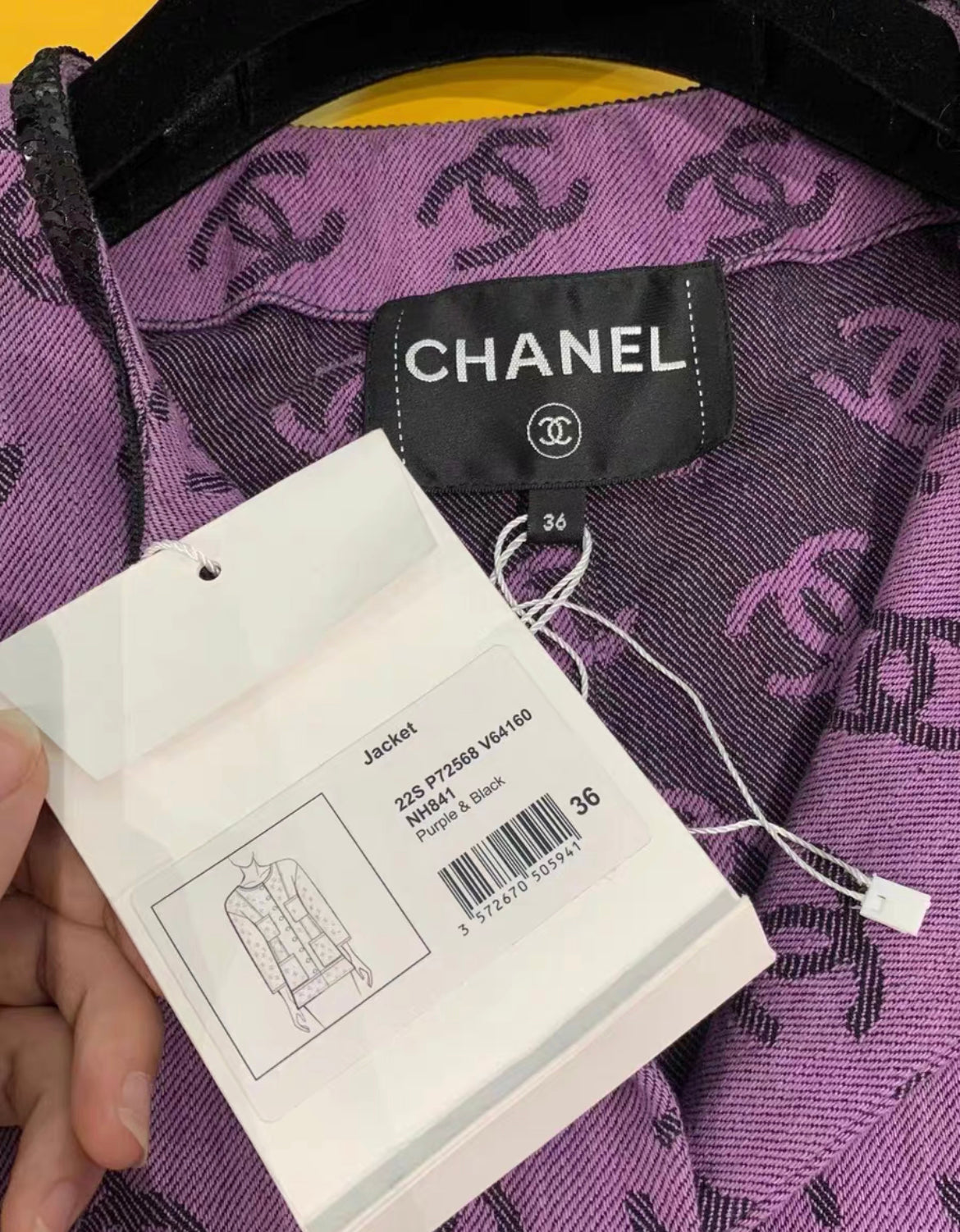 Chanel 22SS purple & black denim dress size 36 Brand New with tags