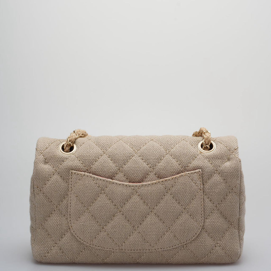 Chanel Linen Timeless Quilted Medium Flap in Beige