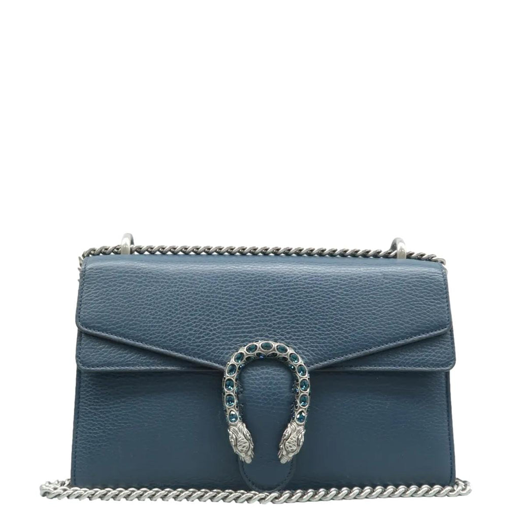 GUCCI Dionysus Medium Leather Shoulder Bag Navy Blue 400249