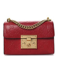 Guccissima Small Padlock Shoulder Bag Hibiscus Red