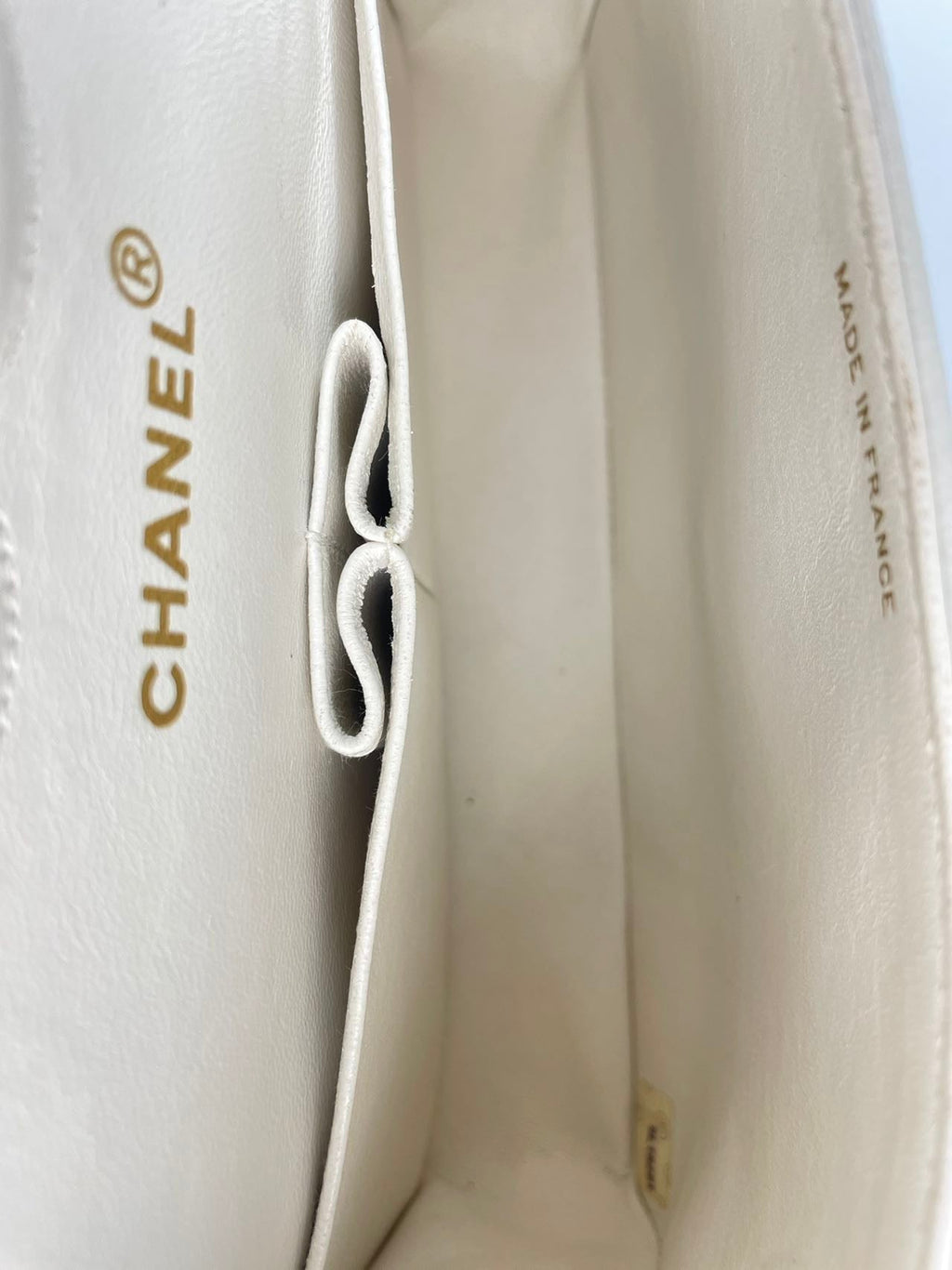 Chanel  Vinateg White Classic Flap Bag  with Gold Hardware