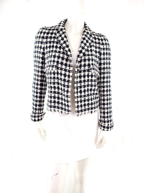 CHANEL 2006 Black White Tweed Jacket 36