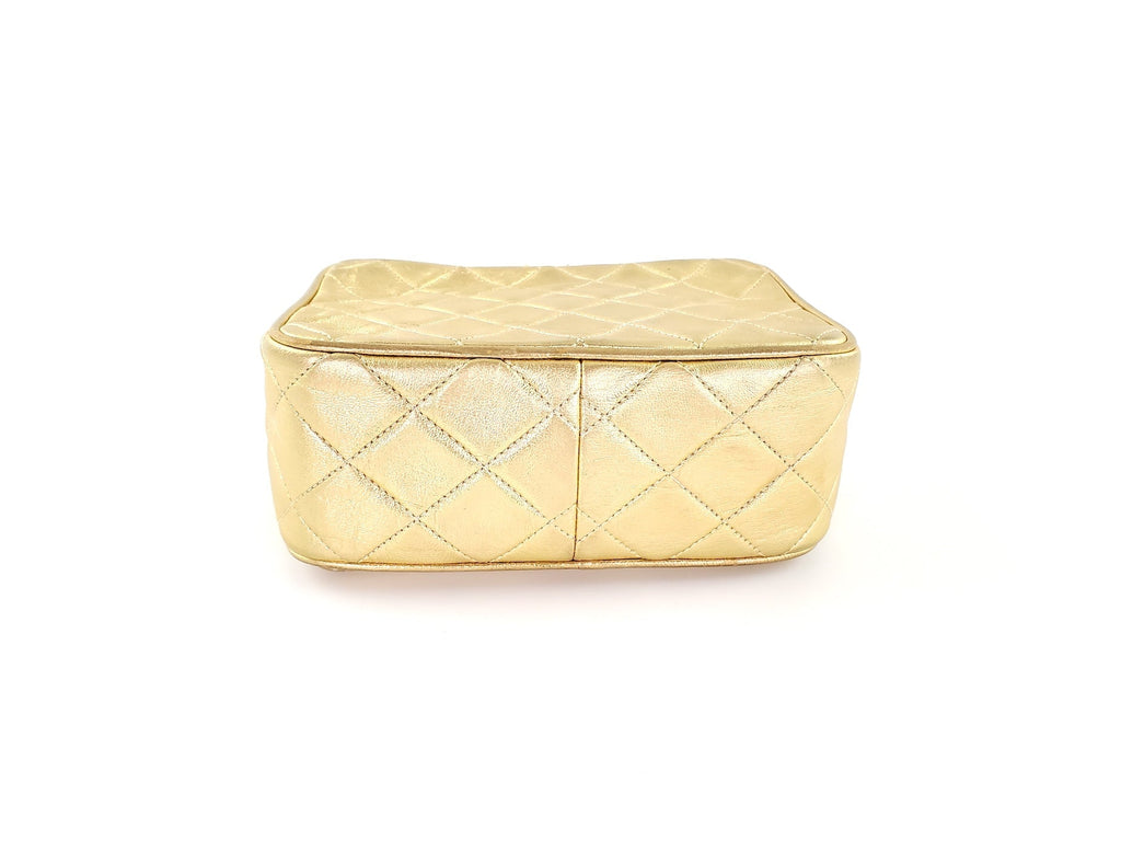 Vintage Chanel Quilted Gold CC Camera Tassel Shoulder Bag