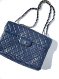 CHANEL Navy Lambskin Single Flap Bag