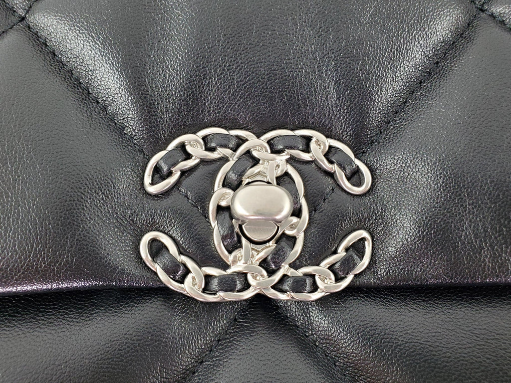 CHANEL 19 22C Black Lambskin Quilted Large Flap Bag