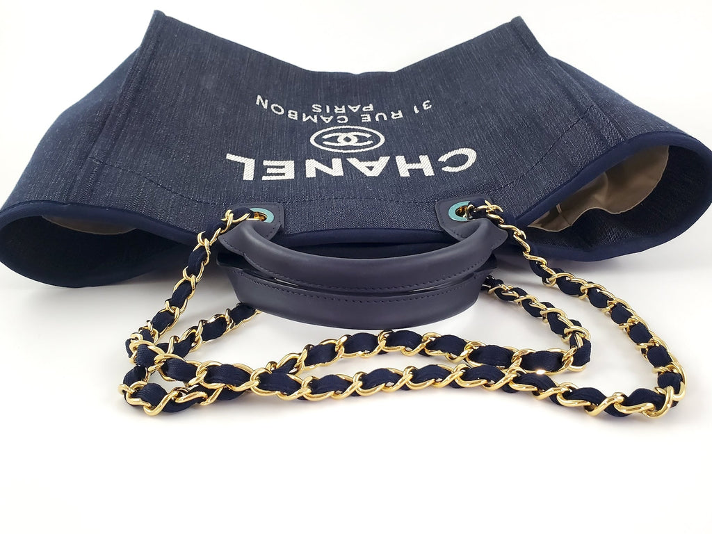 CHANEL DEAUVILLE Denim Blue Marine Tote