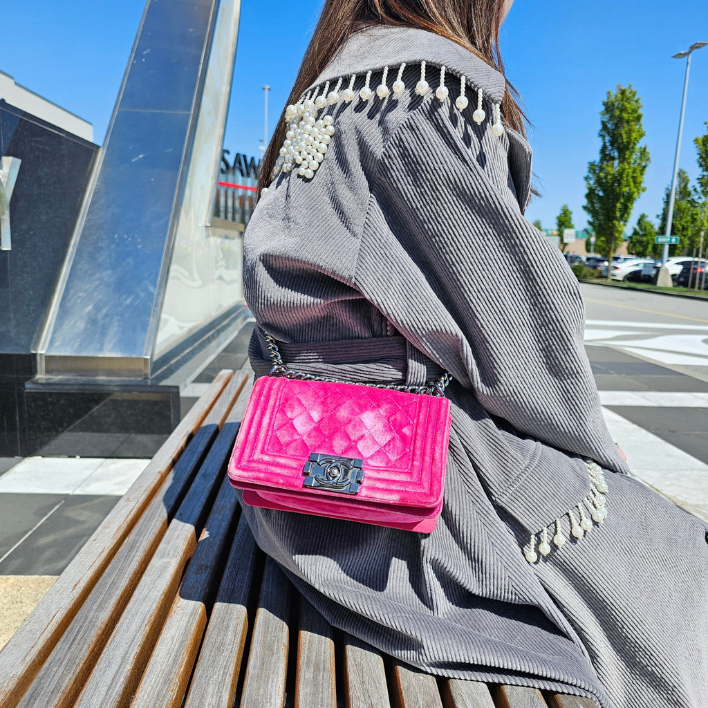 Chanel Pink Velvet Small LeBoy Bag TWS