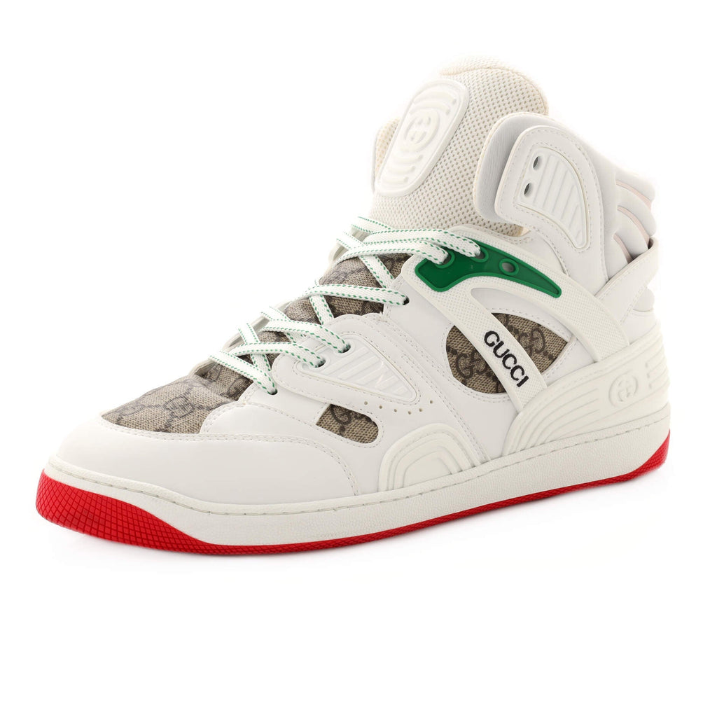 Men's Gucci Basket High-Top Sneakers GG Coated Canvas and Demetra