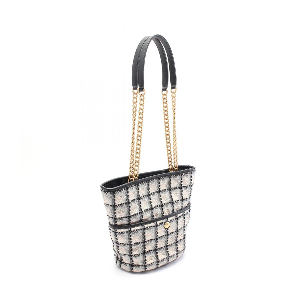 Chanel Coco Mark Fabric Leather Tote Bag